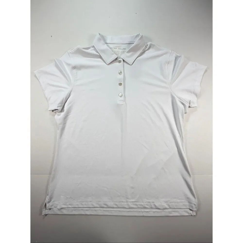 Peter Millar White Golf Polo Shirt Womens XL UPF 50+ RTX Embroidered Logo NWT